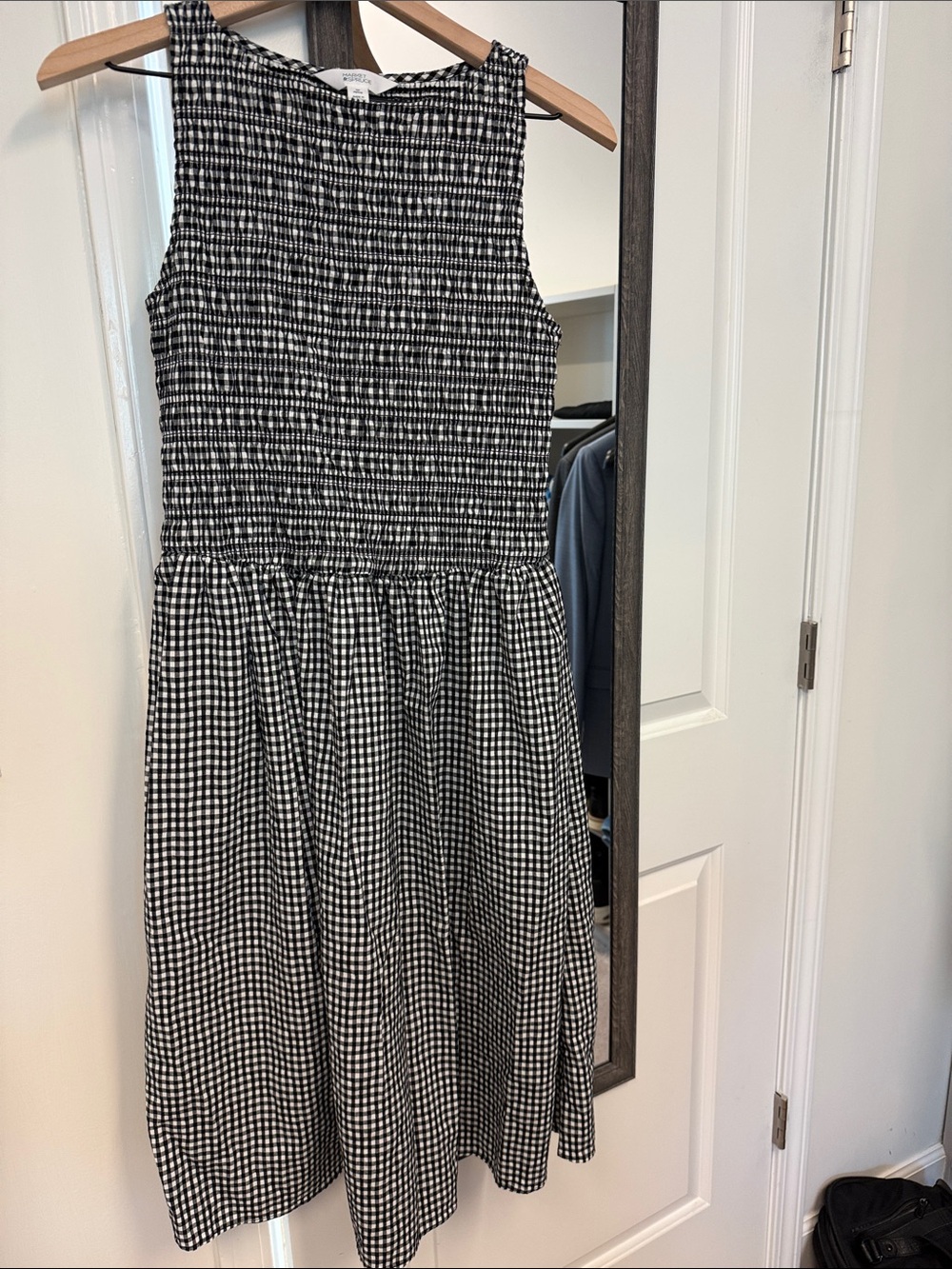 Stitch Fix Market & Spruce Black and White Gingham Smocked Dress MP